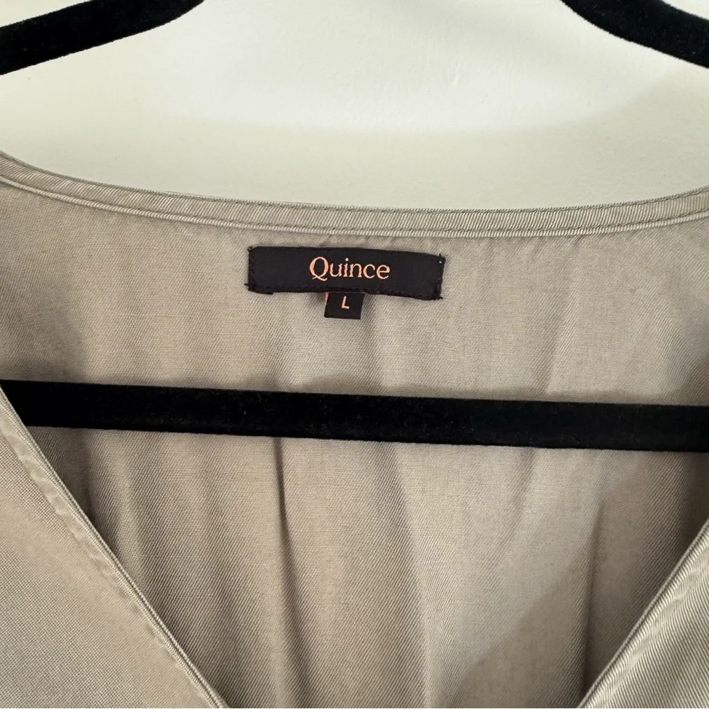 Quince Vintage Wash Tencel Button Front Midi Dress Olive Green Large Cottagecore - Picture 5 of 14
